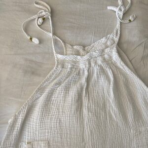 White Textured Sleeveless Romper